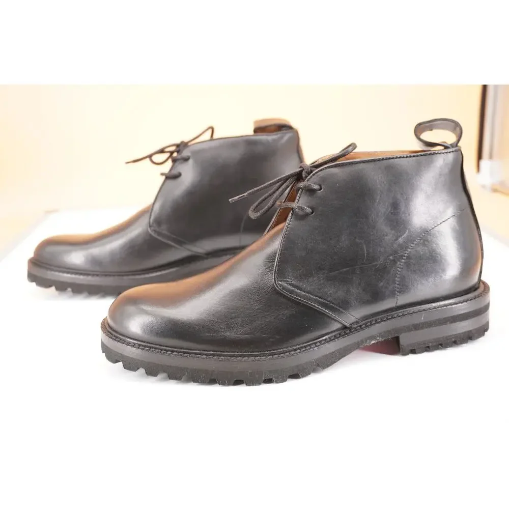GREATS Brooklyn Chukka Boot Black Leather SZ 8 New Desert Lug 2 lace Army